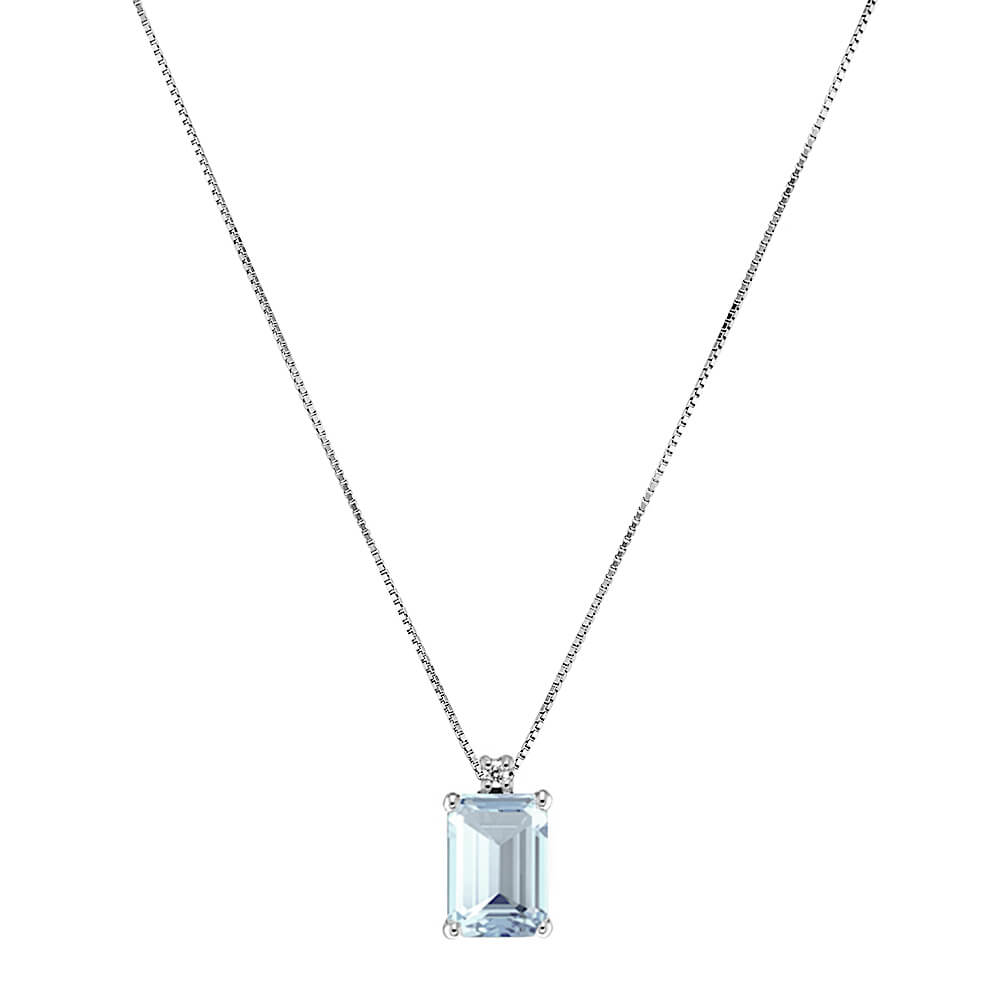 Aquamarine pendant diamonds white gold 750 % Art. PDC4323