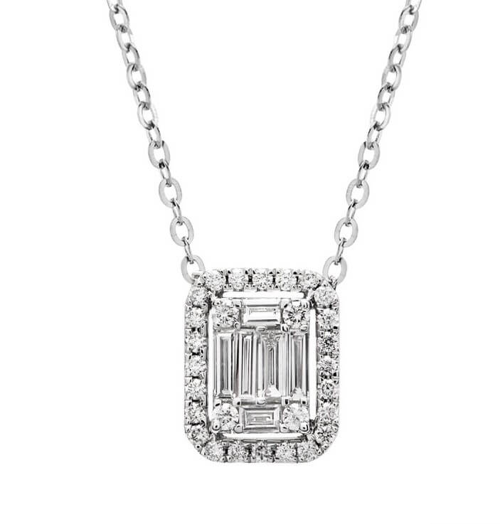 Pendente diamanti baguette oro bianco art.10A025F710