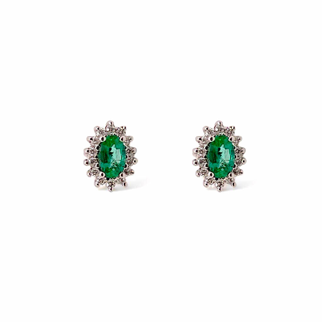 White Gold Emerald Earrings