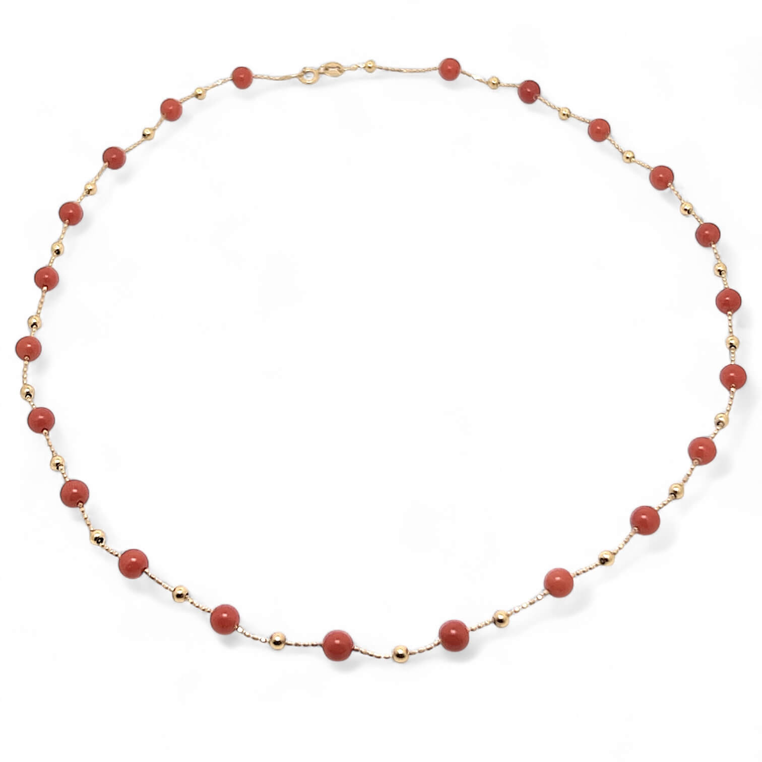 Girocollo Corallo Rosso Mediterraneo e Oro Art. GIRCOR3