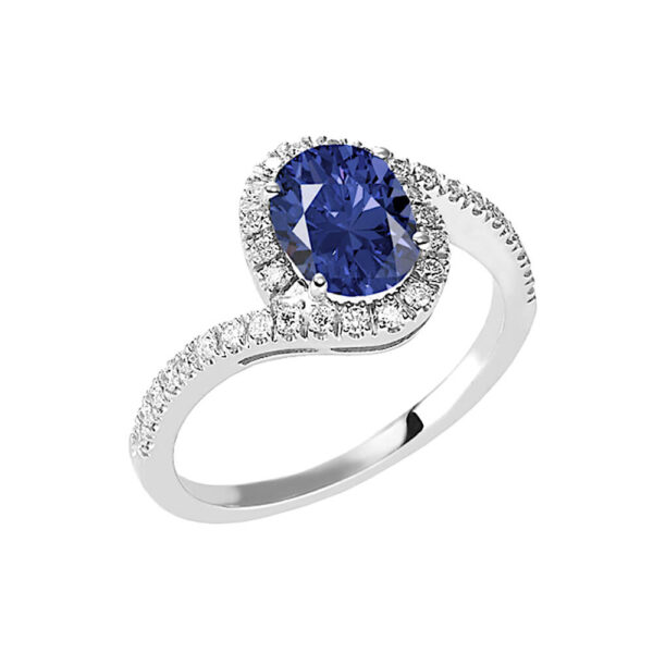GOLD RING - SAPPHIRE AND DIAMONDS ART. CODE AN886
