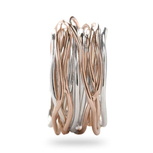 Anello filodellavita 13 fili in oro rosa 9 kt e argento 950 al palladio