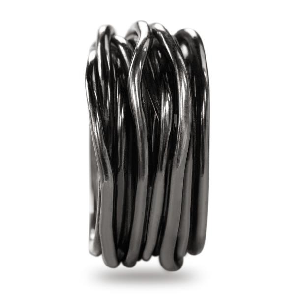 Anello rock 13 fili in argento brunito 950 al palladio Anello rock 13 fili in argento brunito 950 al palladio