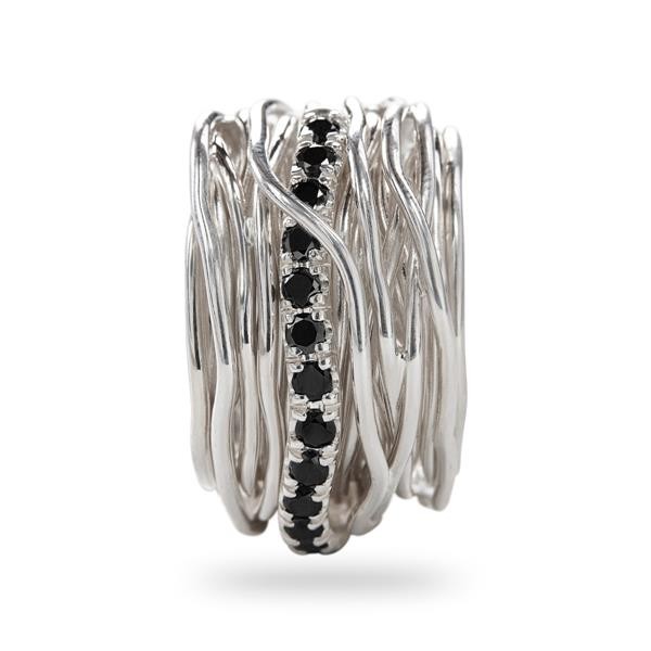 ANELLO ROCK 22 FILI IN ARGENTO 950 AL PALLADIO E DIAMANTI BLACK CT 0,80 ANELLO ROCK 22 FILI IN ARGENTO 950 AL PALLADIO E DIAMANTI BLACK CT 0,80