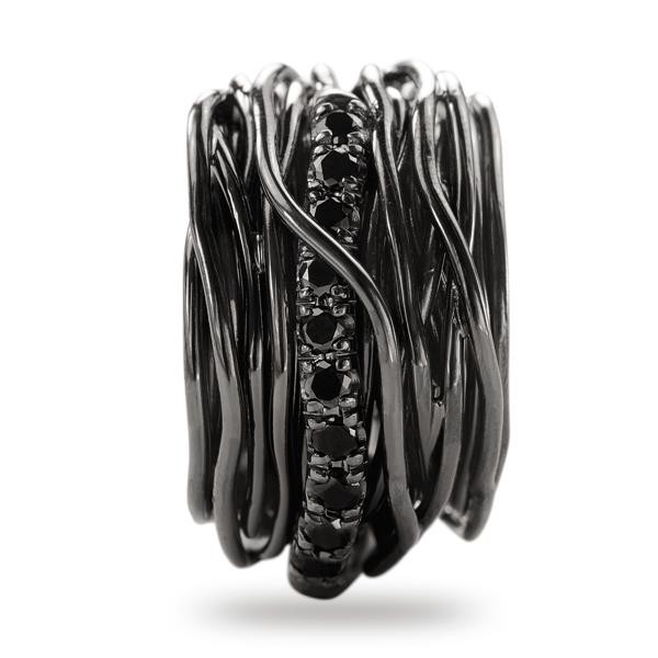 ANELLO ROCK 22 FILI IN ARGENTO BRUNITO 950 AL PALLADIO E DIAMANTI BLACK CT 0,80 ANELLO ROCK 22 FILI IN ARGENTO BRUNITO 950 AL PALLADIO E DIAMANTI BLACK CT 0,80