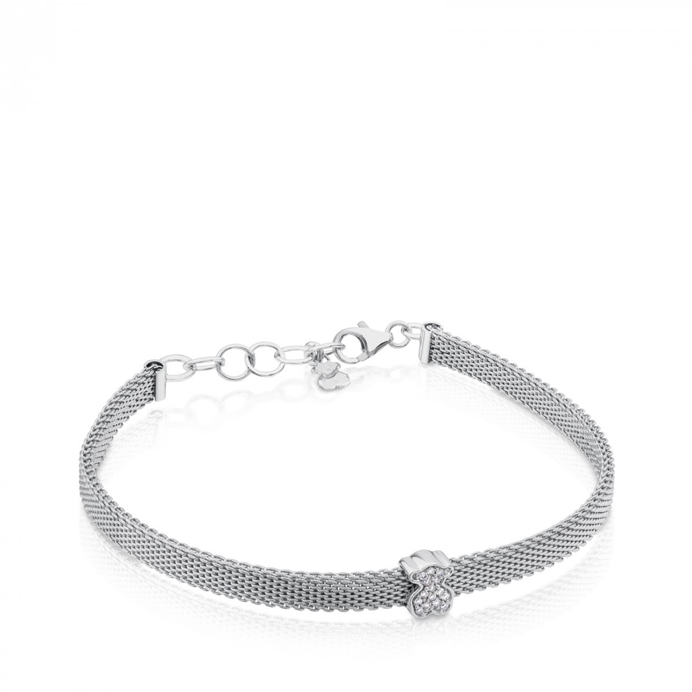 18 KT GOLD BRACELET 0.04 CT DIAMOND MESH 4