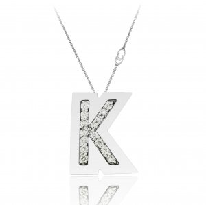 Pendente con catena Chimento oro bianco e diamanti