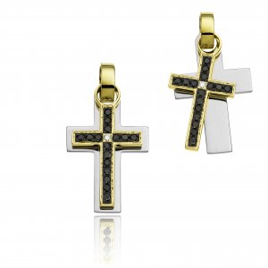 croce chimento oro bicolore e diamanti gioielleria palermo croce-chimento-oro-bicolore-e-diamanti