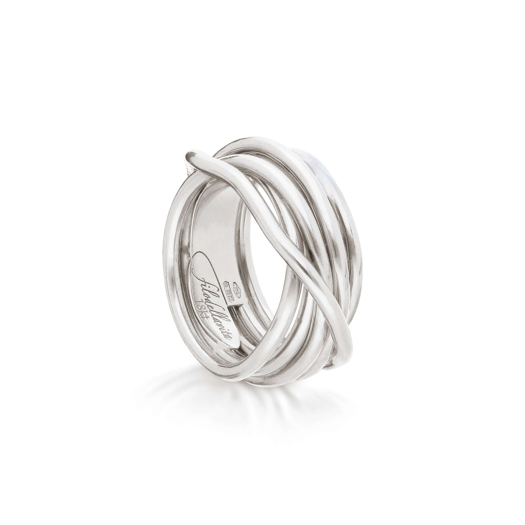 LEDA COLLECTION 7-WIRE SCREWDRIVER RING IN 18KT WHITE GOLD