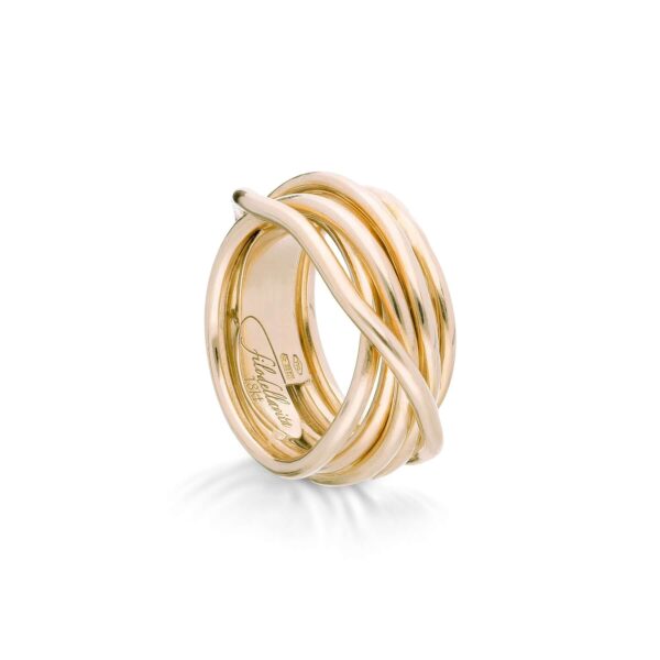LEDA COLLECTION 7-WIRE YELLOW GOLD SCREWDRIVER RING 18KT