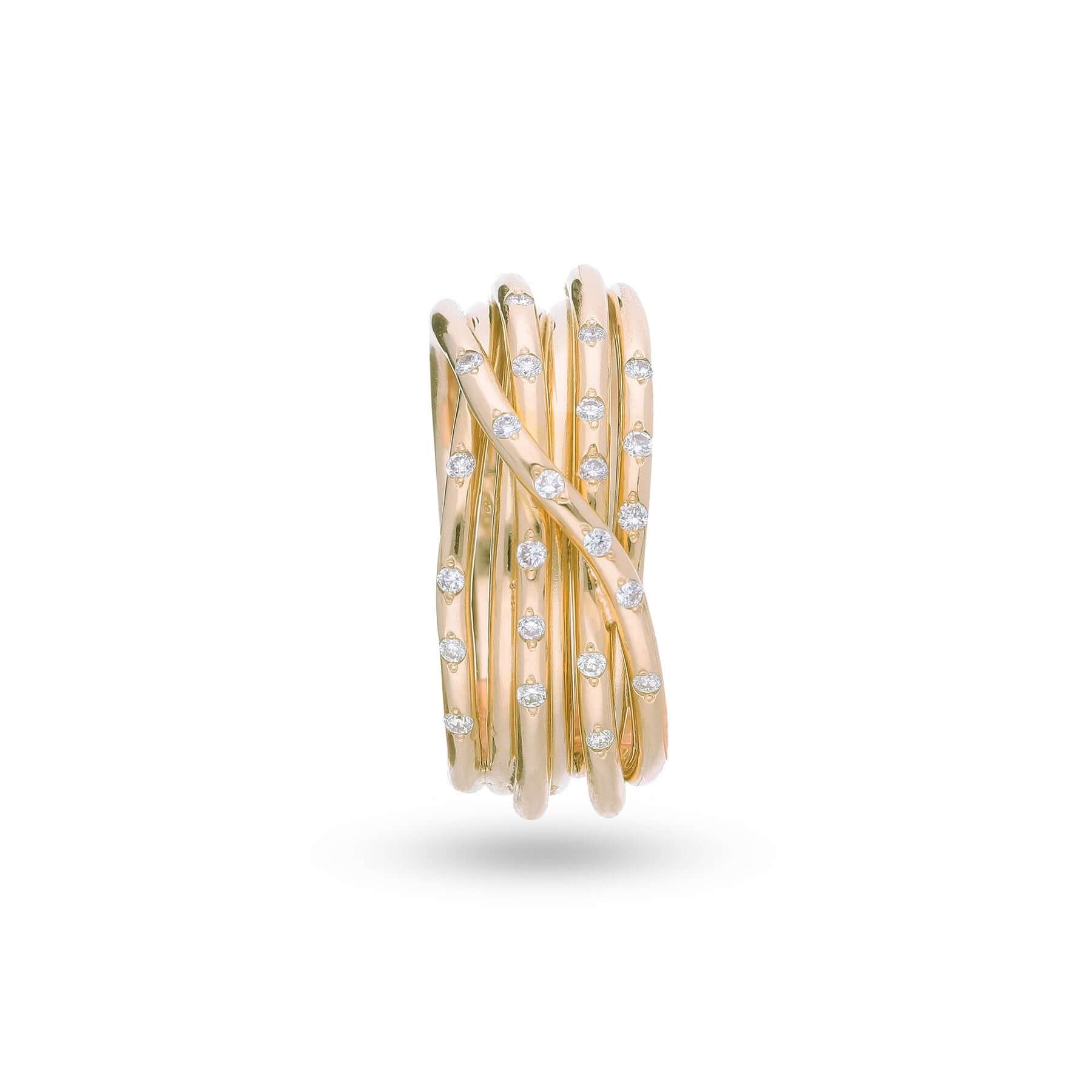 LEDA COLLECTION 7-WIRE YELLOW GOLD 18KT SCREWDRIVER RING WITH WHITE DIAMONDS LEDA COLLECTION 7-WIRE YELLOW GOLD 18KT SCREWDRIVER RING WITH WHITE DIAMONDS