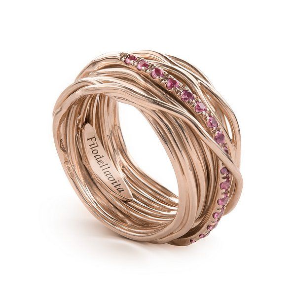 FILODELLAVITA 13 FILI ORO ROSA 18KT E ZAFFIRI ROSA