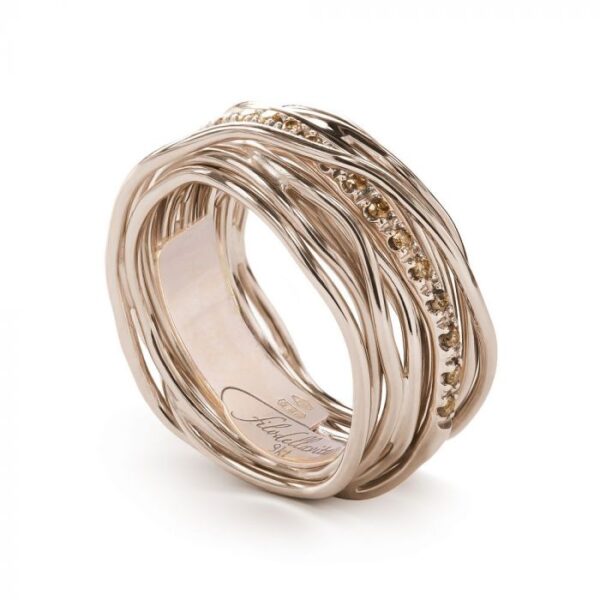 anello filodellavita classic 13 fili in oro rosa 9kt e diamanti brown gioielleria palermo anello-filodellavita-classic-13-fili-in-oro-rosa-9kt-e-diamanti-brown