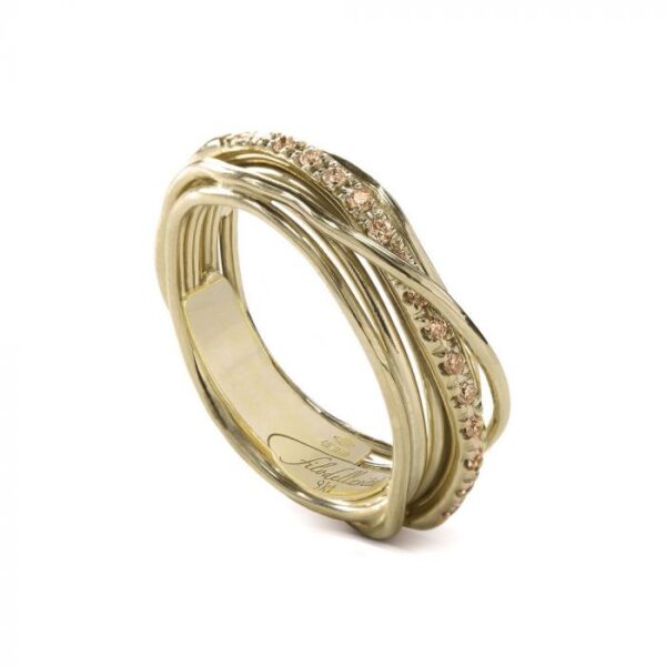 anello filodellavita classic 7 fili in oro giallo 9kt e diamanti brown2 gioielleria palermo CLASSIC SCREWDRIVER RING, 7 THREADS IN 9KT YELLOW GOLD AND BROWN DIAMONDS