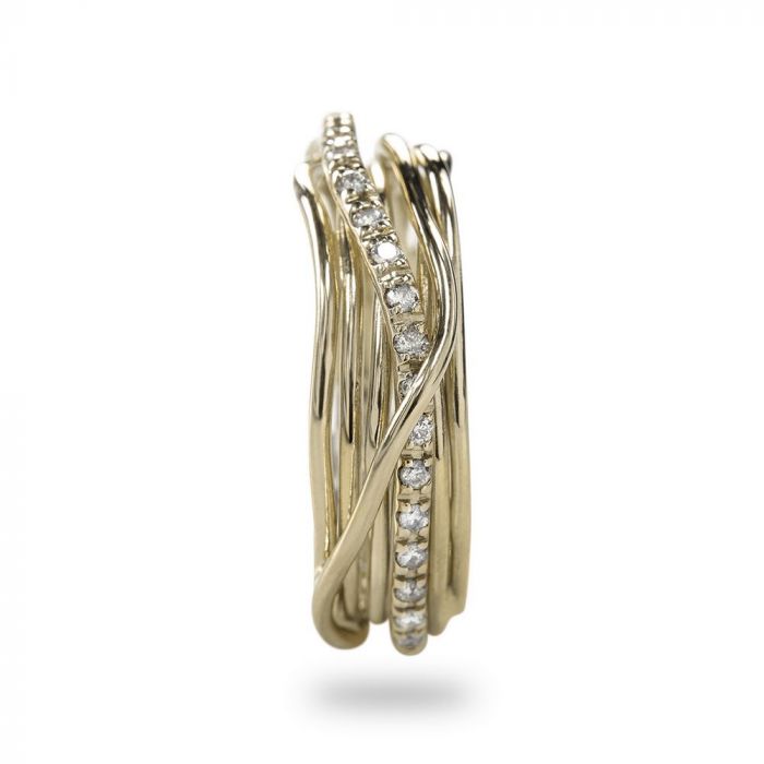 ANELLO FILODELLAVITA CLASSIC, 7 FILI IN ORO GIALLO 9KT E DIAMANTI BIANCHI ANELLO FILODELLAVITA CLASSIC, 7 FILI IN ORO GIALLO 9KT E DIAMANTI BIANCHI