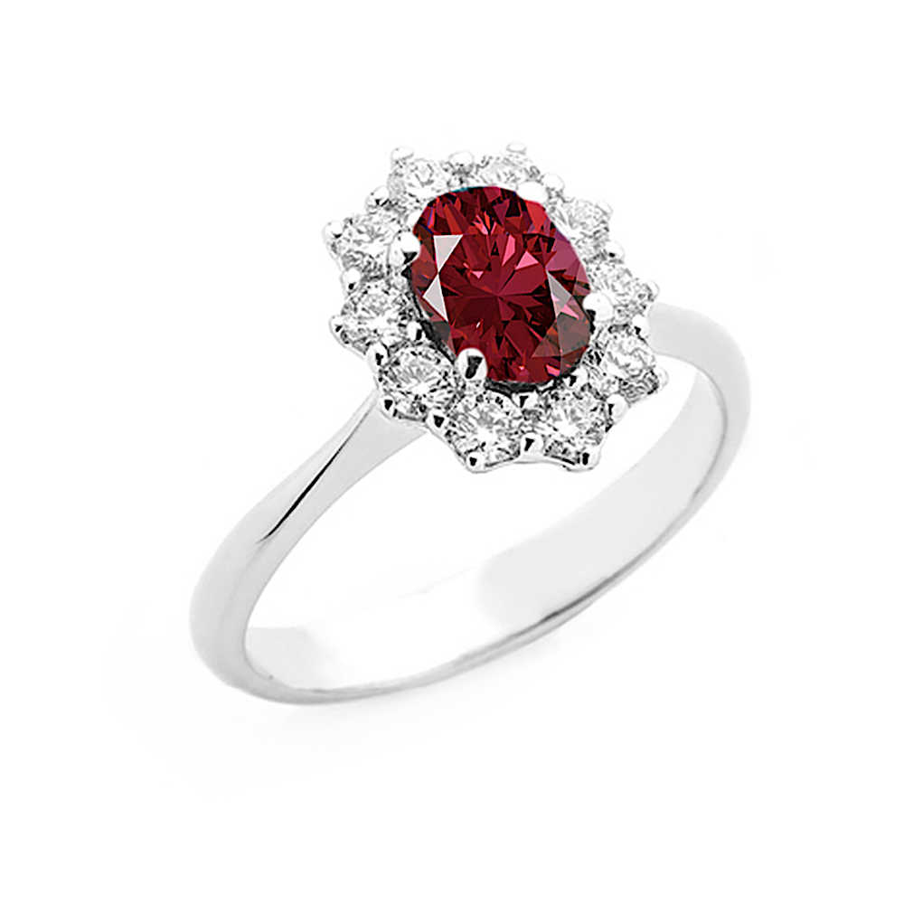 750% white gold ruby ring