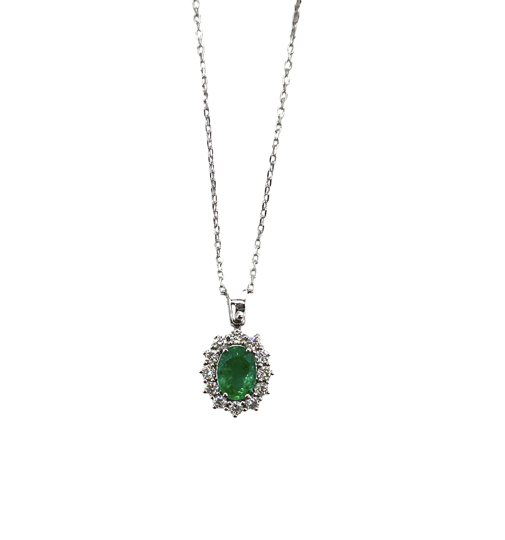 Pendente smeraldo oro bianco e diamanti BON TON ART. CD110