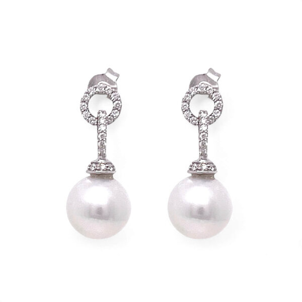 750% White Gold Pearl Earrings