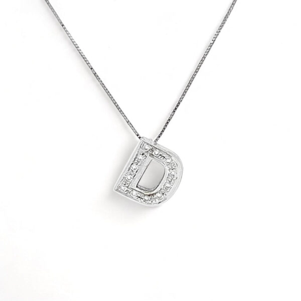 Pendente lettera D oro bianco Art. LT-D