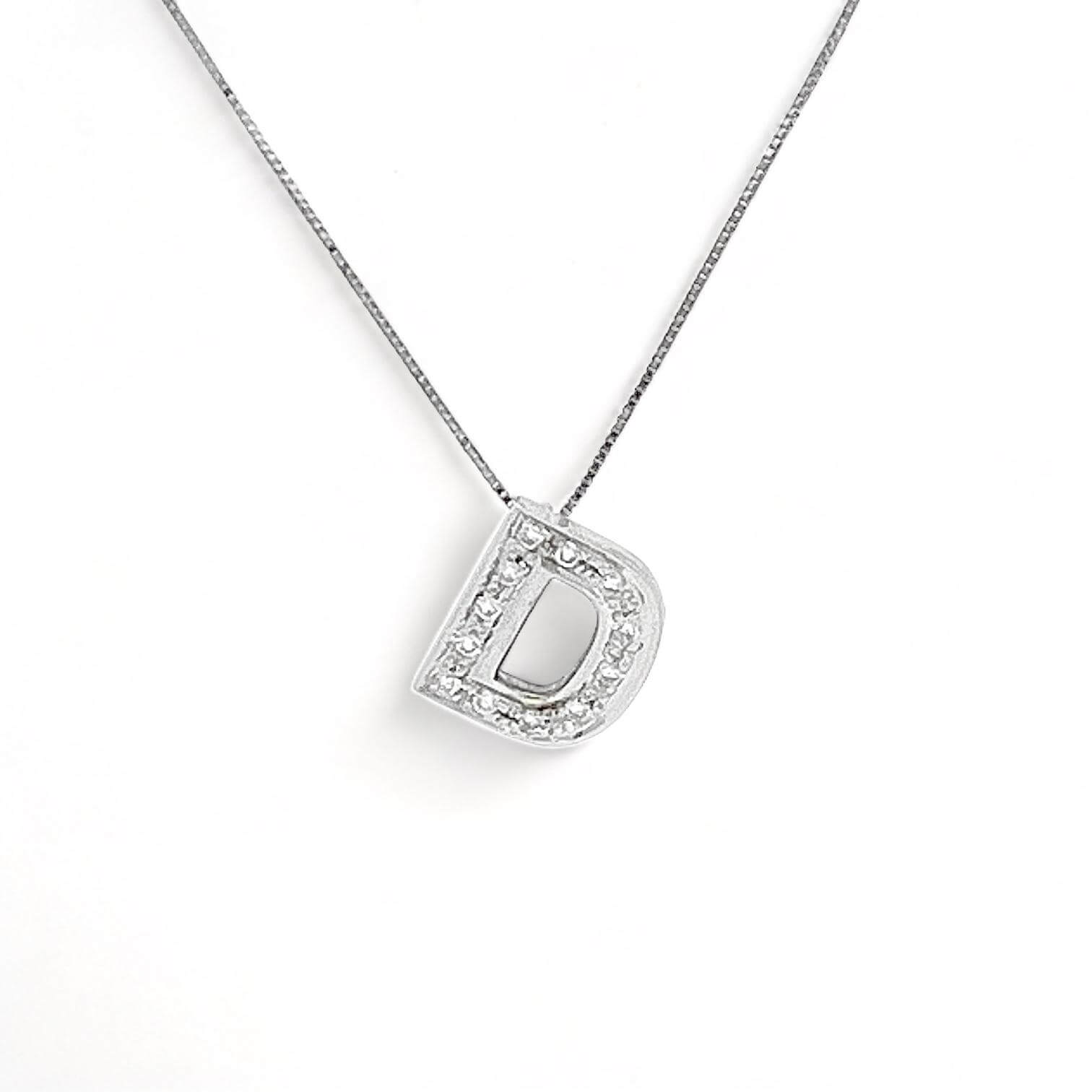 Pendente lettera D oro bianco Art. LT-D