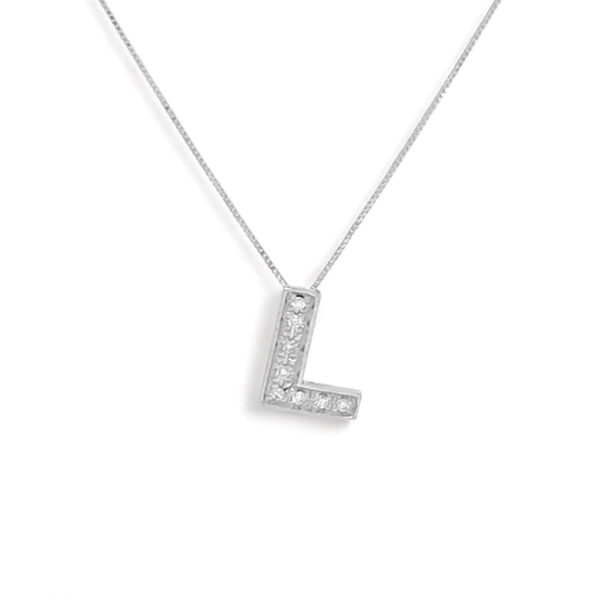 Pendente iniziale L oro bianco e diamanti art. LT-L