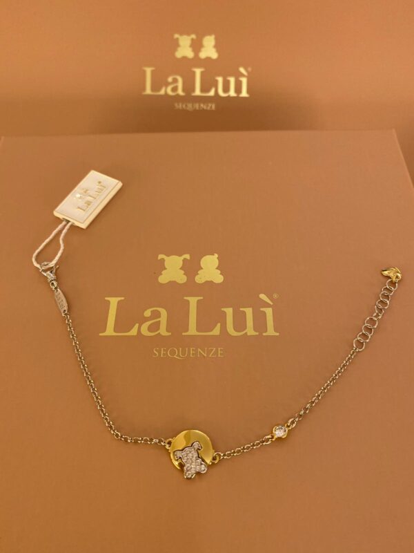 66ea5df6 dba7 4aa7 a6b8 0570e70ad16a gioielleria palermo LA LUI' bracciale bimba argento 925% medaglione plac. oro pave' zirconi