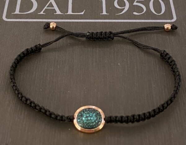 IMG E2009 gioielleria palermo bracciale cordino con centrale in argento 925% rose gold