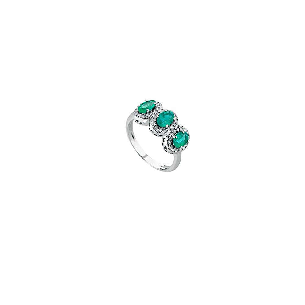 Emeralds and diamonds ring in white gold 750 %ART. AN1869