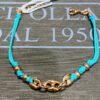 bracciale cordino verde acqua argento 925% rose gold