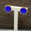orecchini bottone argento 925% rose gold e smalto blu
