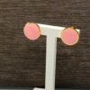 orecchini  bottoni smalto rosa argento 925% yellow gold