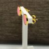 orecchini  bottoni smalto rosa argento 925% yellow gold