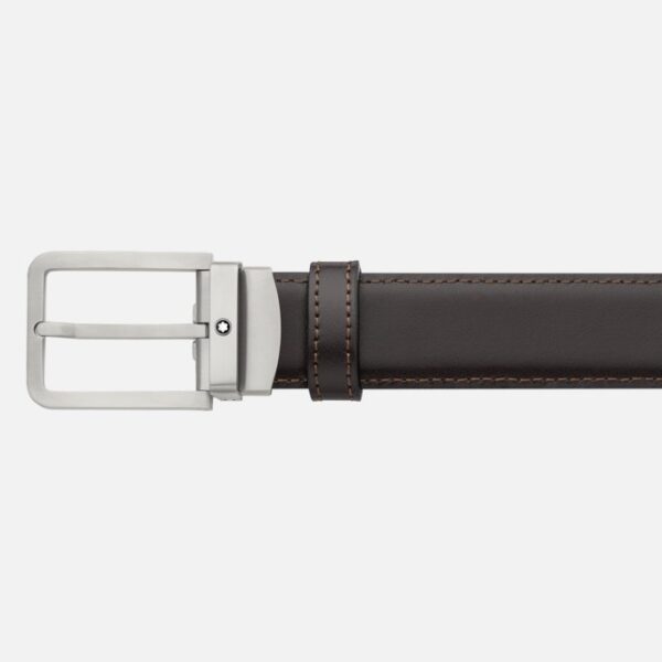 Montblanc cintura reversibile nera/blu con fibbia ad ardiglione 32 mm