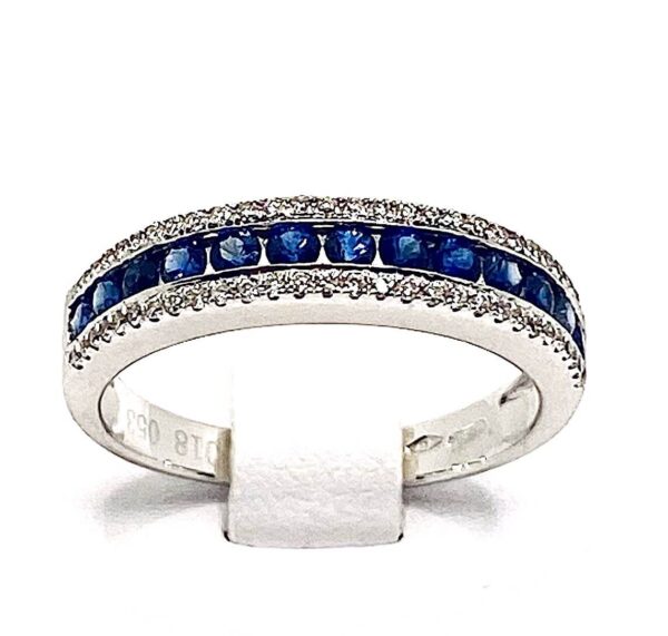 Sapphire and diamond veretta ring art. R37E04-6
