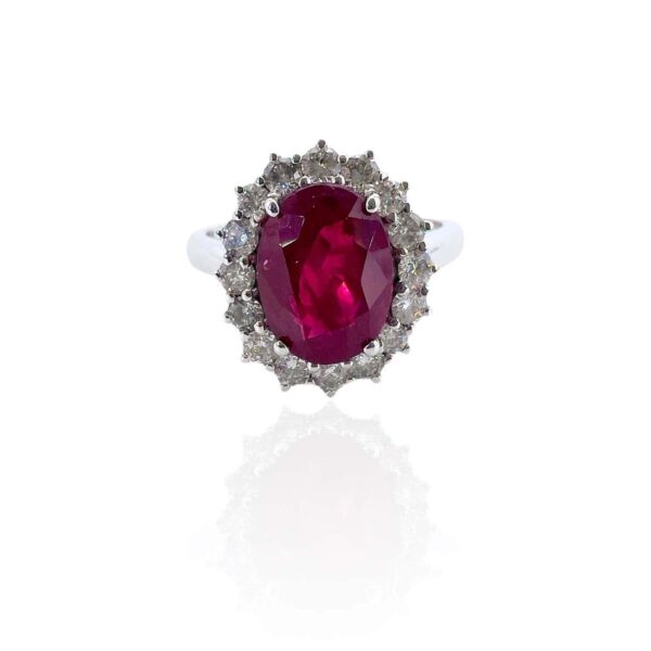 Ring with ruby and diamonds code art.AN1642