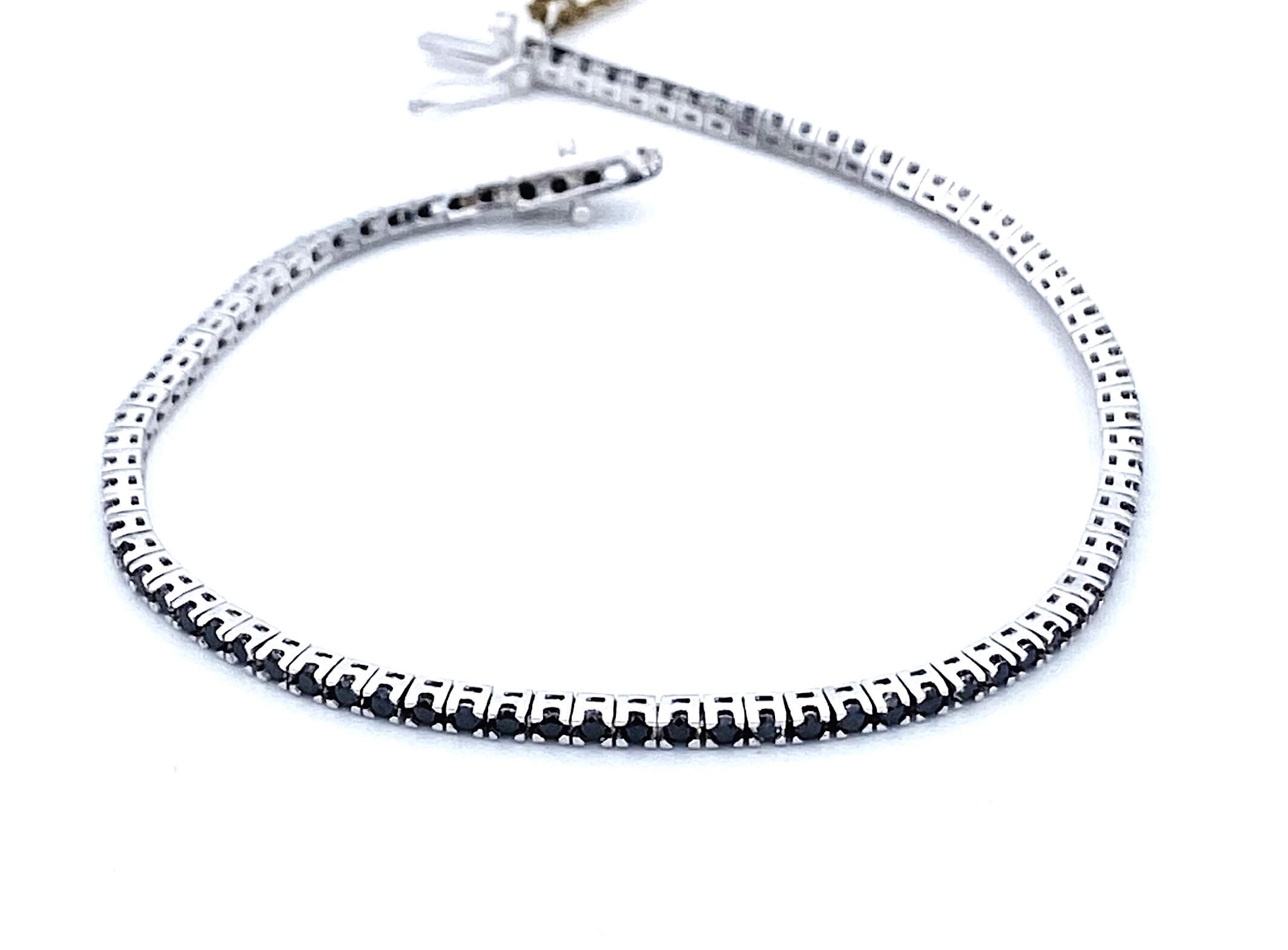 Tennis bracelet black diamonds white gold 750% art.BR256