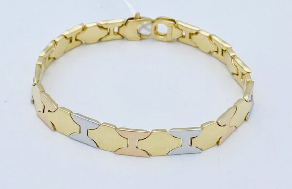 Bracciale uomo oro giallo,bianco,rosa 750% GR. 18,50 ART. BRUC01