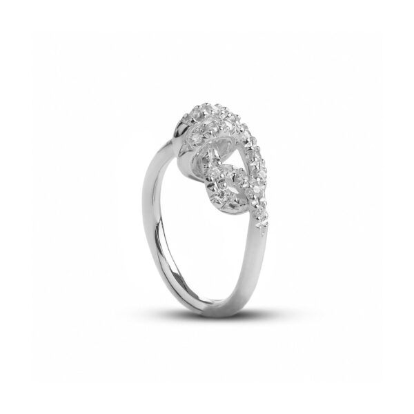 Anello Nodi d'Amore in Argento 925 con Pavé di Diamanti Bianchi Art. AN29ABT