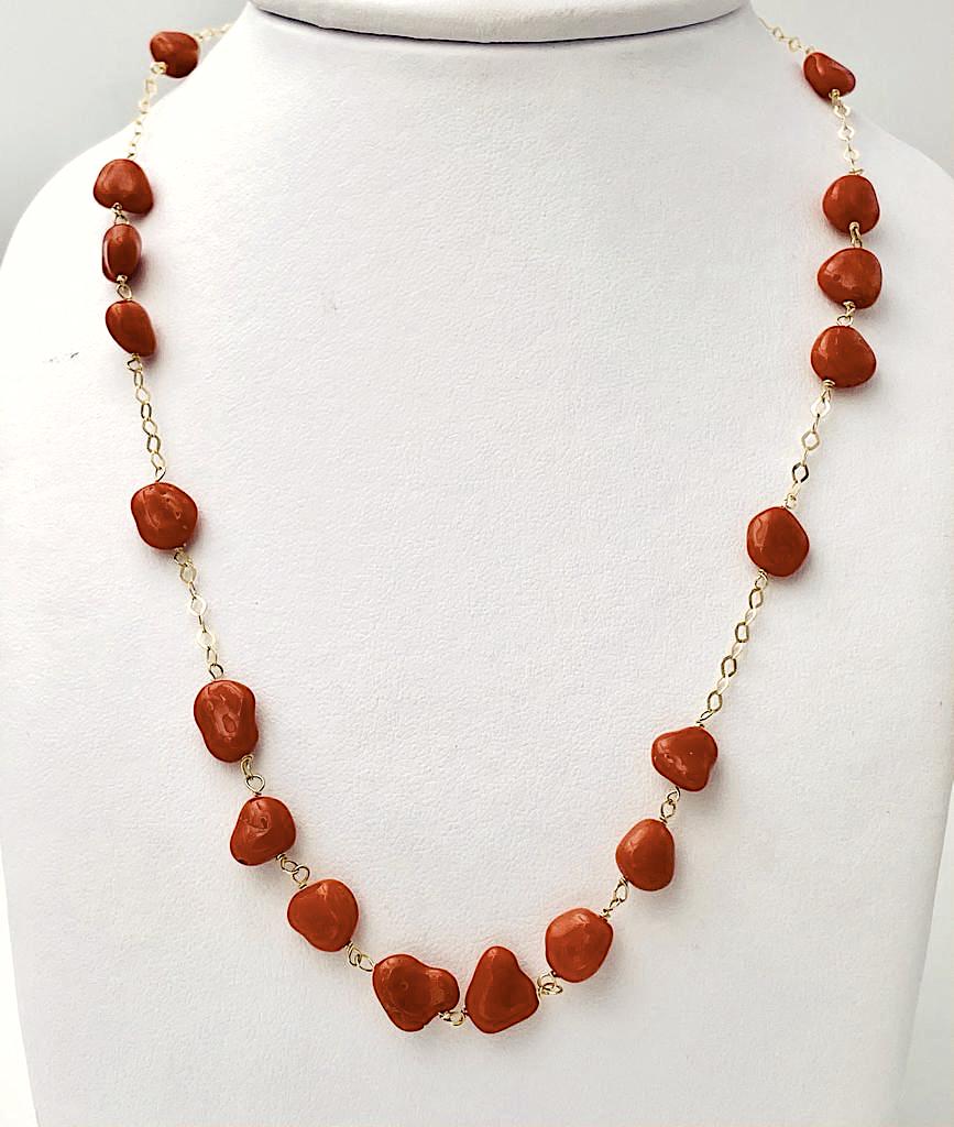Girocollo Corallo Rosso Mediterraneo e Oro Art. GIRCOR