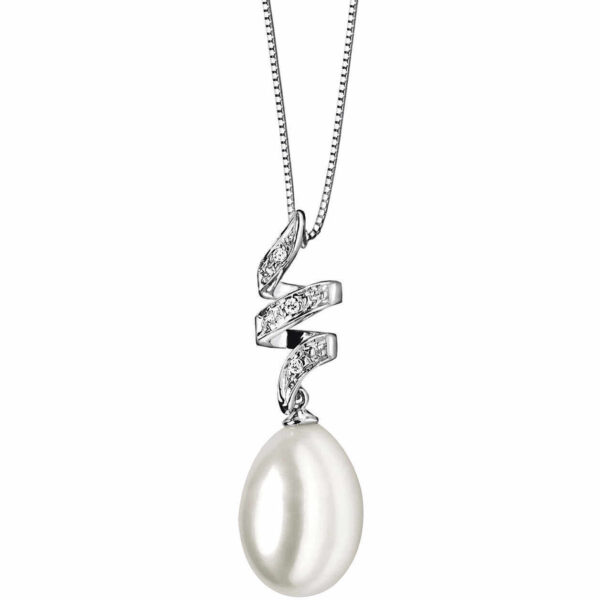 Girocollo perla diamanti oro bianco 750% art.CDP64-4