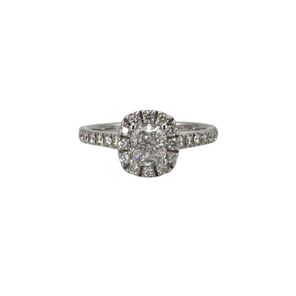 Anello solitario oro bianco 750% diamante certificato GIA America Art.ANSOLCUSCINO1