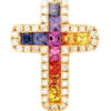RAINBOW Cross Pendant gold diamonds and sapphires BELLE EPOQUE Art. P00065RB11-A