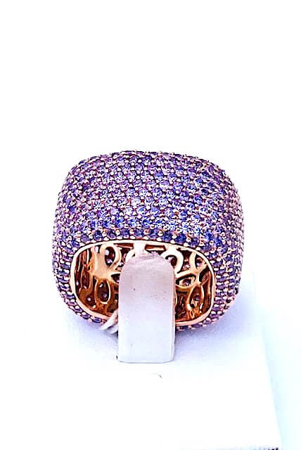 Ring square band silver 925% crystals Art.622525 VIO