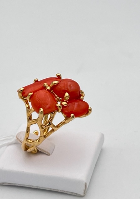 Anello con corallo argento 925% Art. ANCORARG4