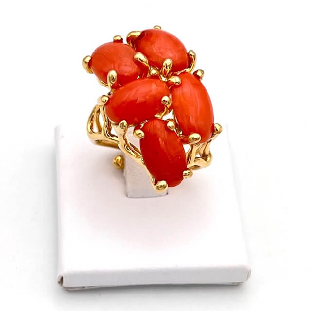 Ring with 925% silver coral Art. Anchorage6