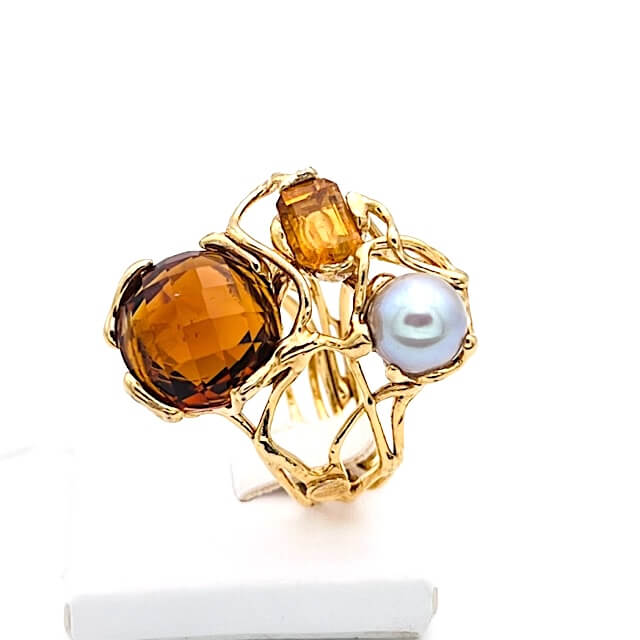 925% quartz silver pearl ring Art. ARARPP1