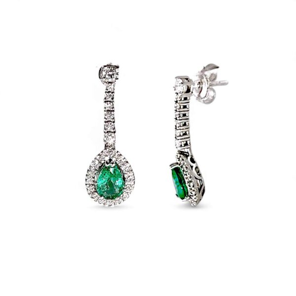 Gold emerald earrings 750% and diamonds Art. OR717