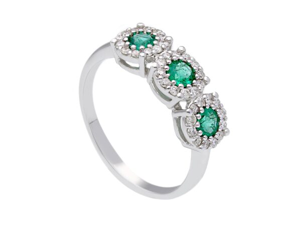 Emeralds and Diamonds 750% Gold Trilogy Ring BELLE EPOQUE ART.264478SB