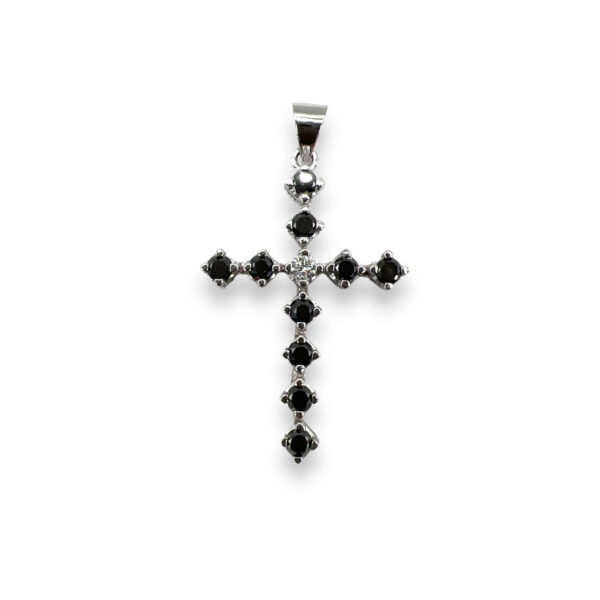 White gold cross pendant black diamonds Art. GR093
