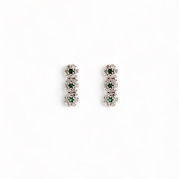 White Gold Emeralds and Diamonds BELLE EPOQUE Art. OR608 Trilogy Earrings